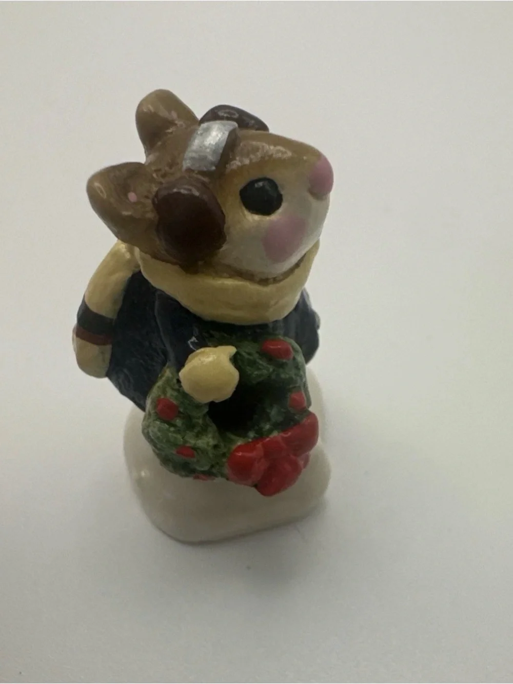 Wee Forest Folk HOLLY MOUSE Blue Coat M-087 Christmas 1982 Annette Petersen WFF